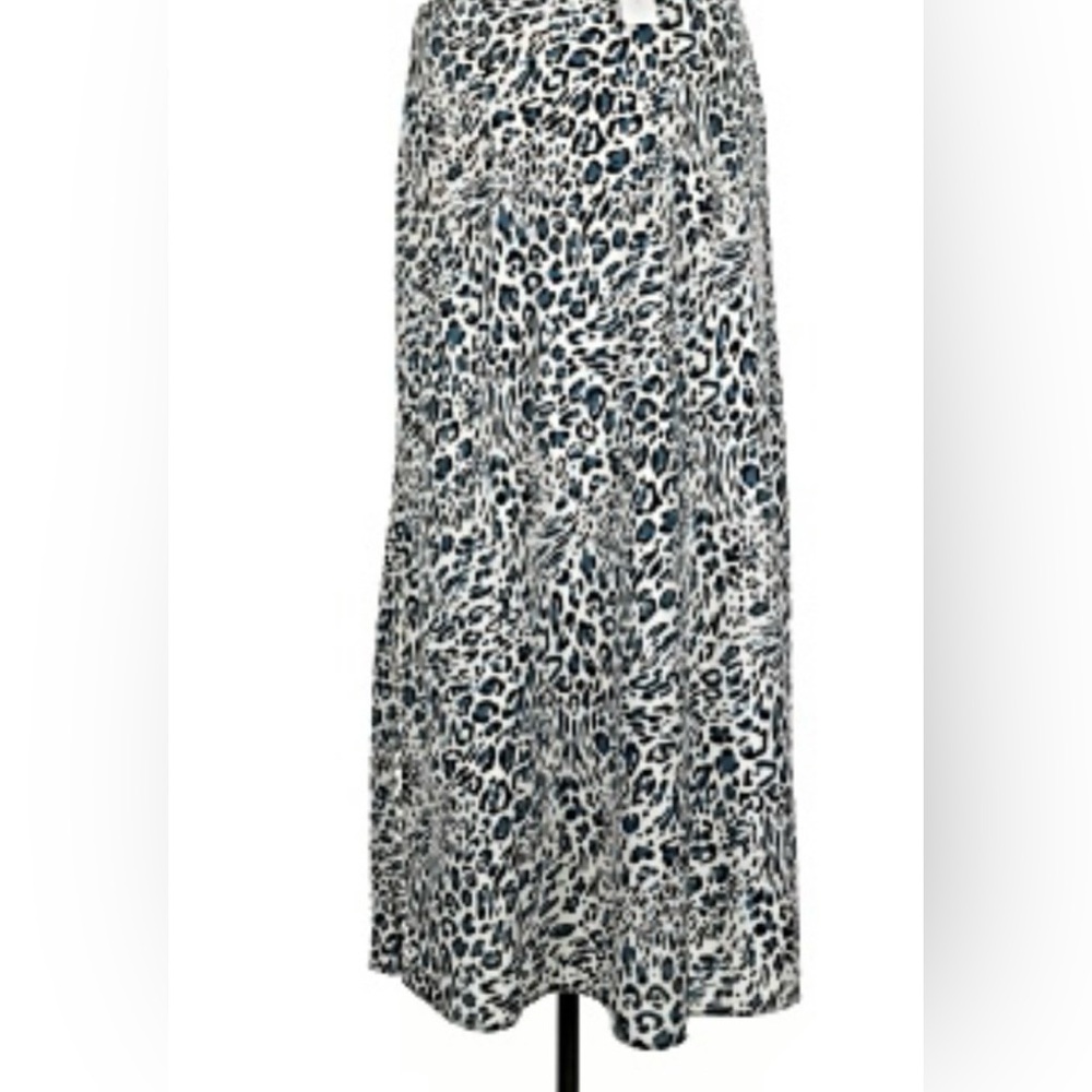 LOFT Blue and Black Animal Print Skirt